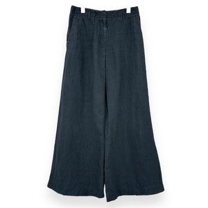 Nicole Farhi Black Relaxed Loose Fit Wide Leg Linen Trousers Pants sz 6